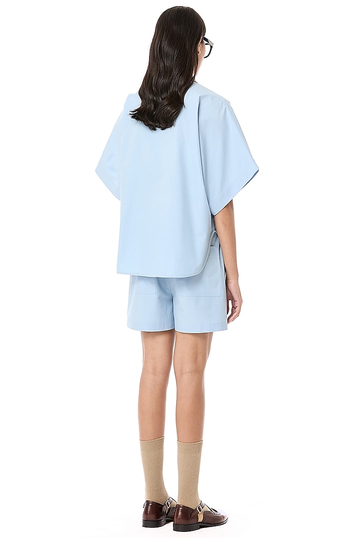 Dusty Blue Cotton Co-Ord Set by Dhruv Kapoor at Pernia's Pop Up Shop
