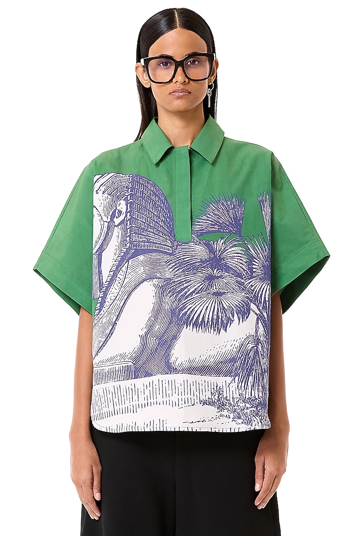 Multi-Colored Cotton Ajrakh Printed Oversized Shirt by Dhruv Kapoor at Pernia's Pop Up Shop