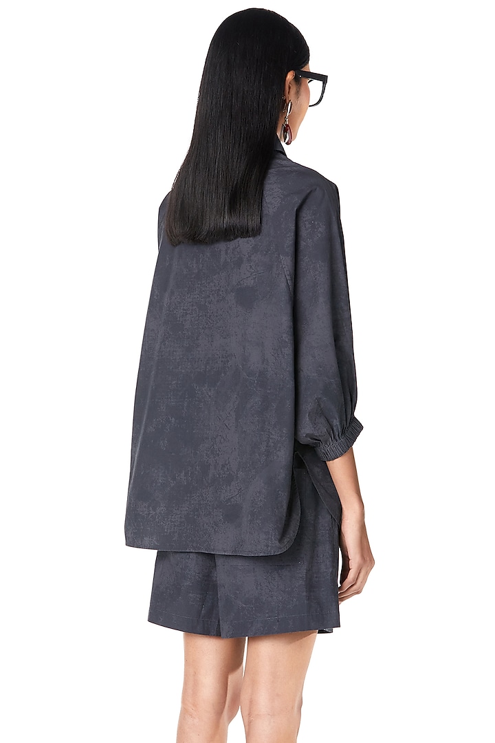 Grey Cotton Floral Printed Co-Ord Set by Dhruv Kapoor at Pernia's Pop Up Shop