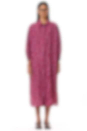 Pink Viscose Printed Vacation Shirt Dress by Dhruv Kapoor at Pernia's Pop Up Shop