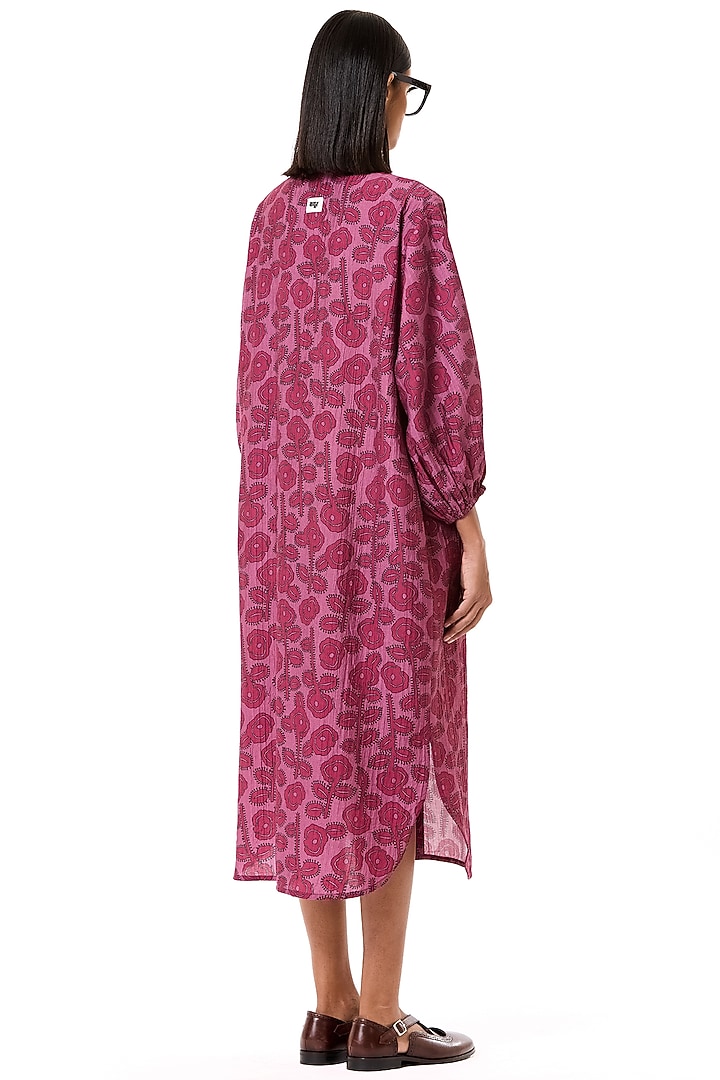 Pink Viscose Printed Vacation Shirt Dress by Dhruv Kapoor at Pernia's Pop Up Shop