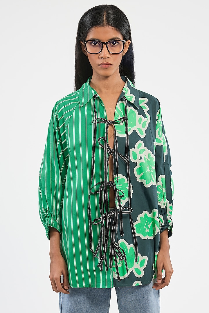 Green Cotton Shirt by Dhruv Kapoor at Pernia's Pop Up Shop