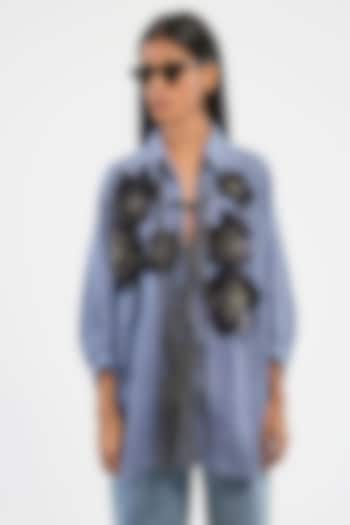 Blue Cotton Oversized Shirt by Dhruv Kapoor at Pernia's Pop Up Shop