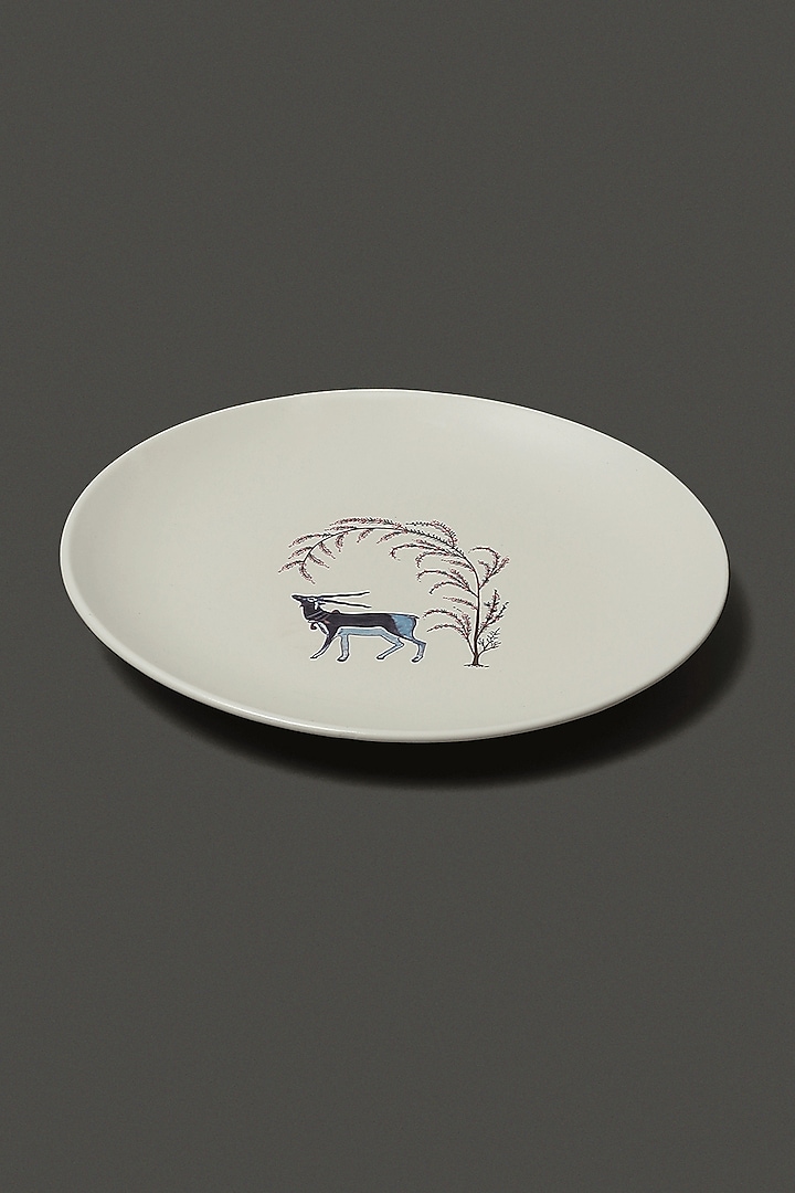 White Porcelain Side Plates (Set of 2) by Ritu Kumar Home at Pernia's Pop Up Shop