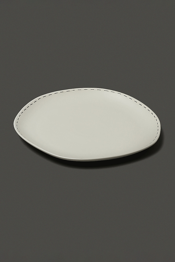 White Printed Side Plates (Set of 2) by Ritu Kumar Home at Pernia's Pop Up Shop