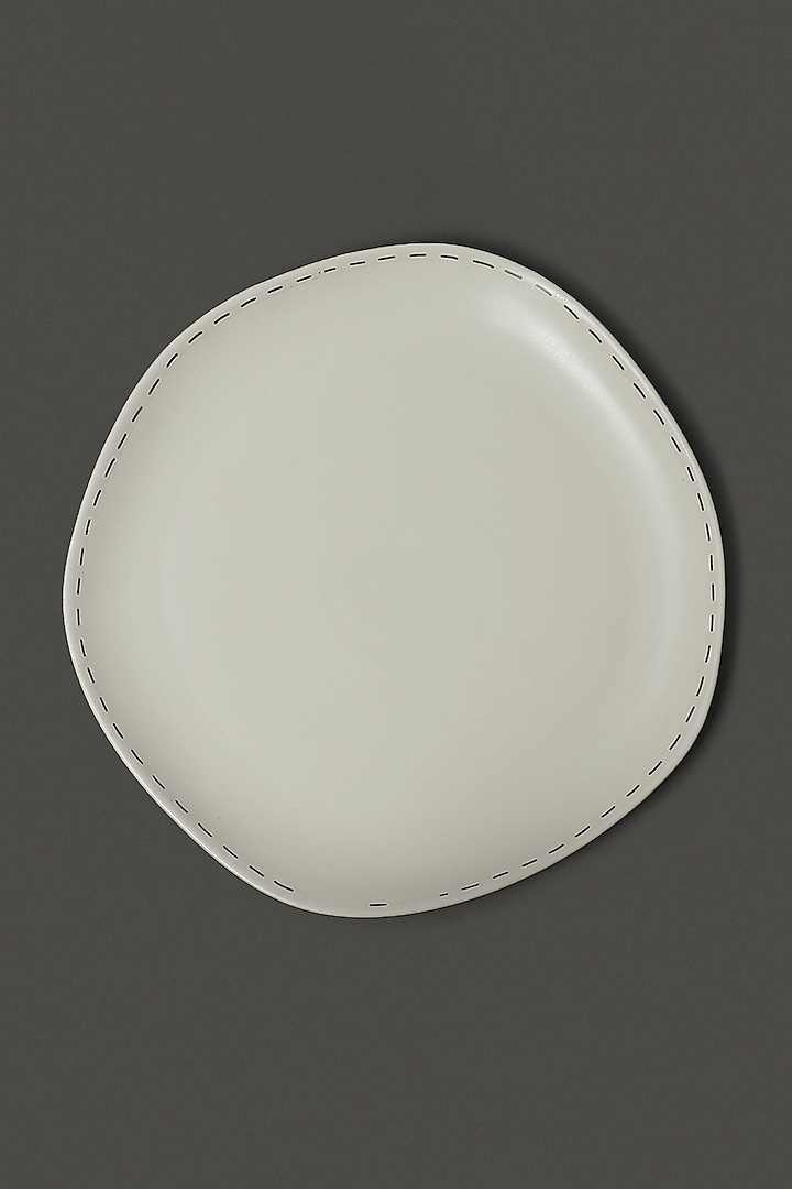 White Printed Side Plates (Set of 2) by Ritu Kumar Home at Pernia's Pop Up Shop