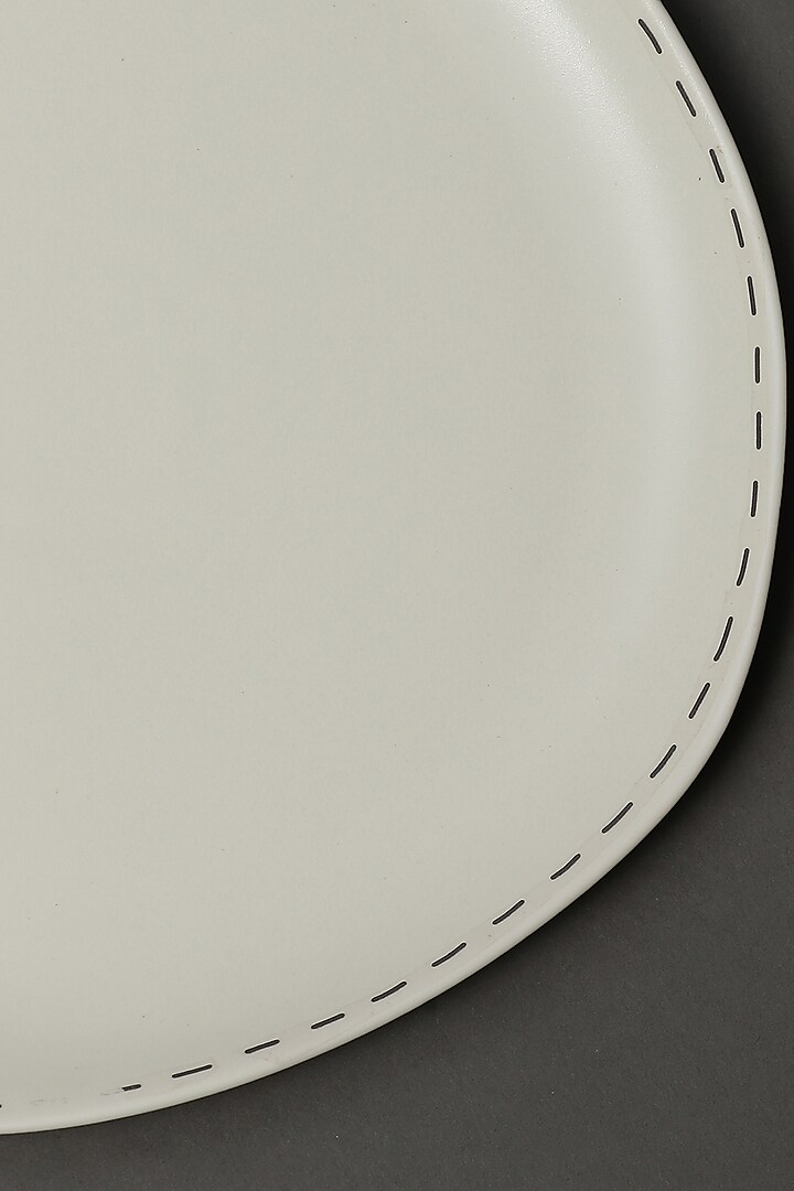 White Printed Side Plates (Set of 2) by Ritu Kumar Home at Pernia's Pop Up Shop