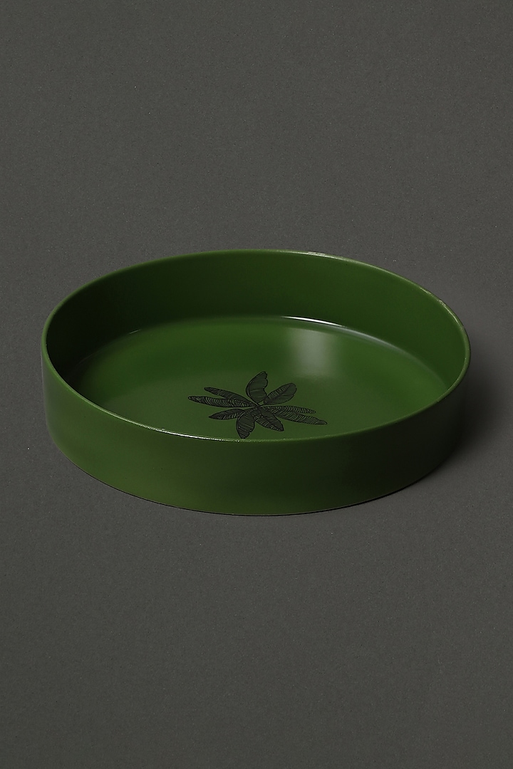 Forest Green Porcelain Round Platter by Ritu Kumar Home
