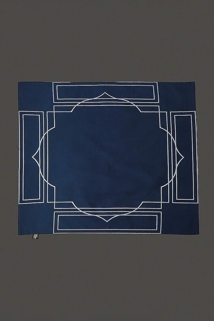 Police Blue Cotton Dinner Napkins (Set of 4) by Ritu Kumar Home at Pernia's Pop Up Shop