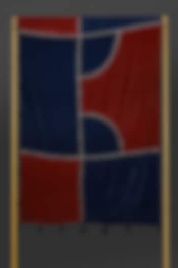 Navy Blue & Cadmium Red Printed Double Bed Cover by Ritu Kumar Home at Pernia's Pop Up Shop