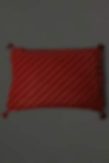 Deep Red Poly Velvet Pillow Sham With Filler by Ritu Kumar Home