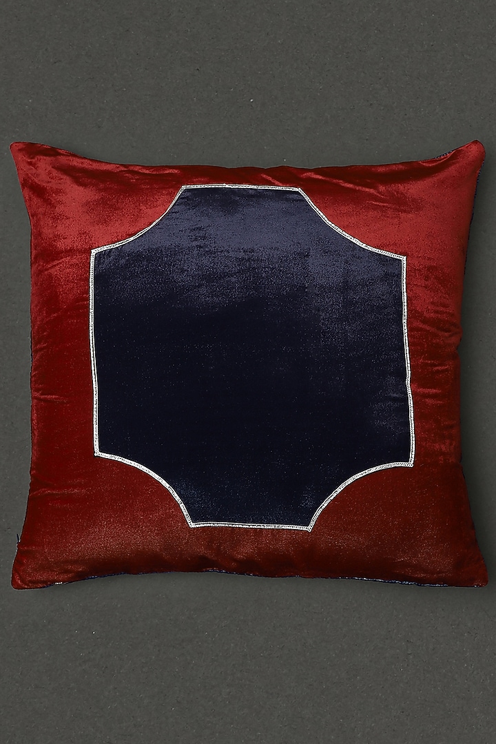 Crimson Red & Dark Navy Blue Cushion With Filler by Ritu Kumar Home at Pernia's Pop Up Shop