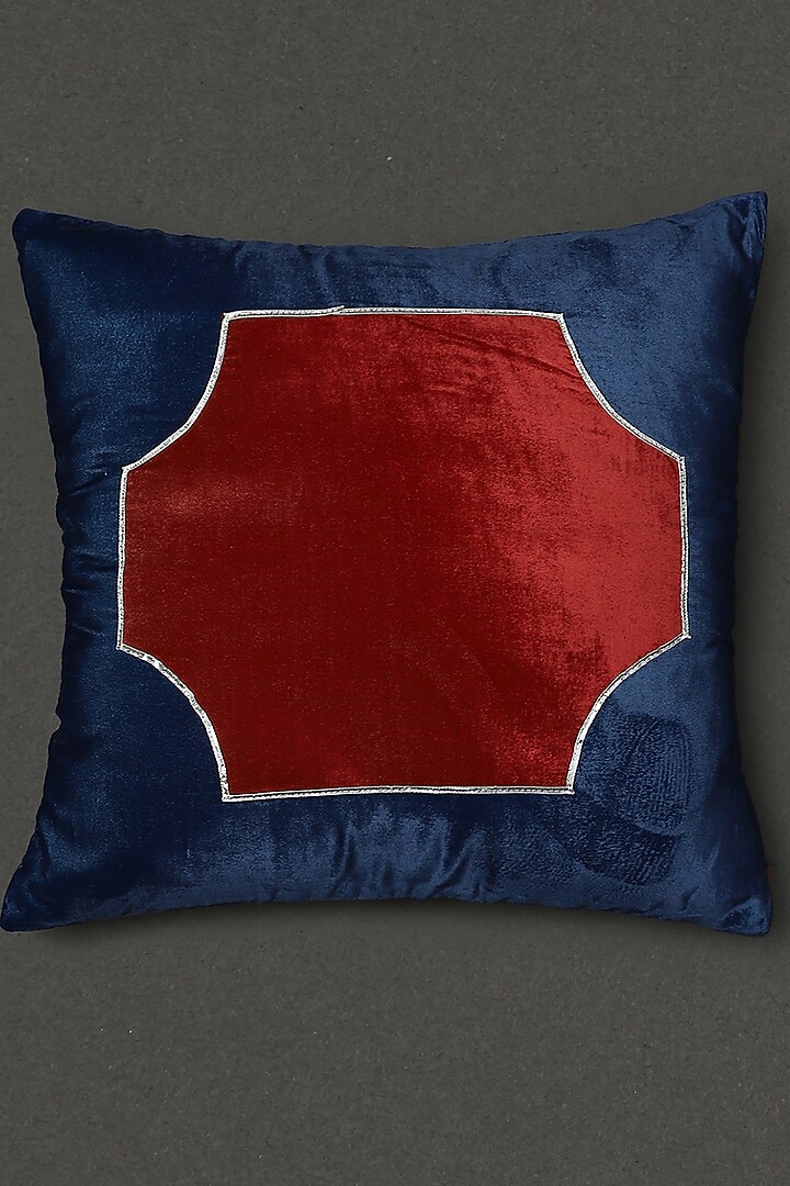 Crimson Red & Dark Navy Blue Cushion With Filler by Ritu Kumar Home at Pernia's Pop Up Shop