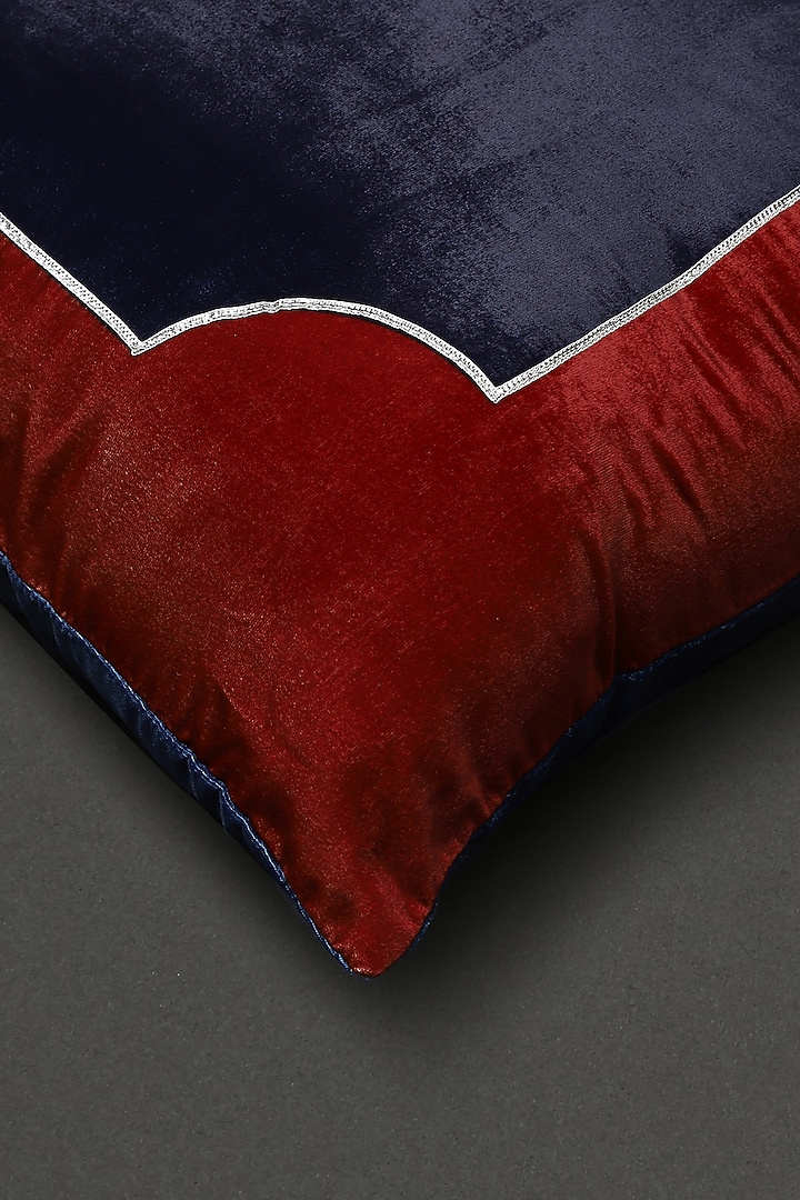 Crimson Red & Dark Navy Blue Cushion With Filler by Ritu Kumar Home at Pernia's Pop Up Shop