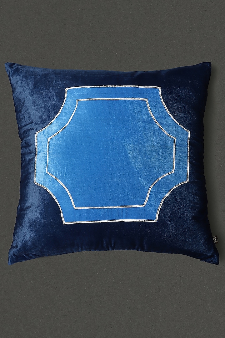 Dark Navy Blue & Button Blue Cushion With Filler by Ritu Kumar Home