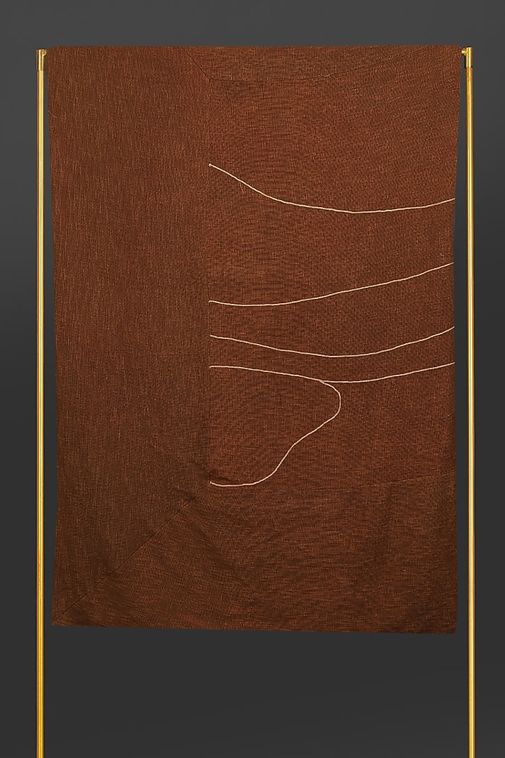 Chocolate Brown Textured Cotton Double Bed Cover by Ritu Kumar Home at Pernia's Pop Up Shop