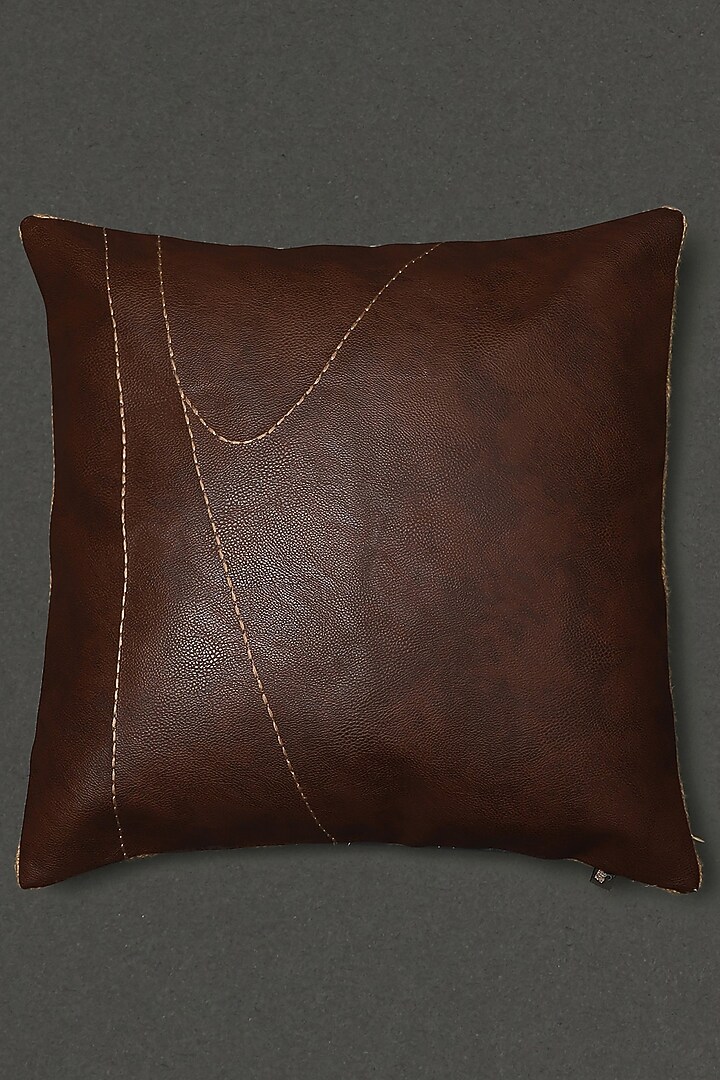 Canvas Brown Square Cushion With Filler by Ritu Kumar Home at Pernia's Pop Up Shop