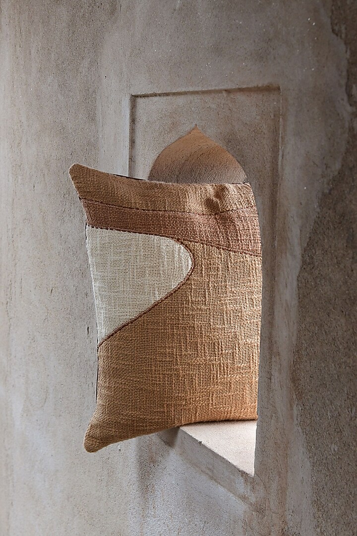 Canvas Brown Square Cushion With Filler by Ritu Kumar Home at Pernia's Pop Up Shop