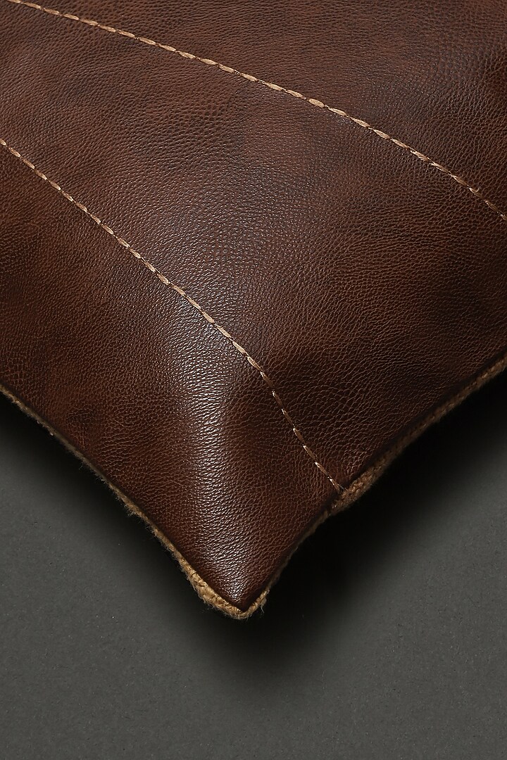 Canvas Brown Square Cushion With Filler by Ritu Kumar Home at Pernia's Pop Up Shop