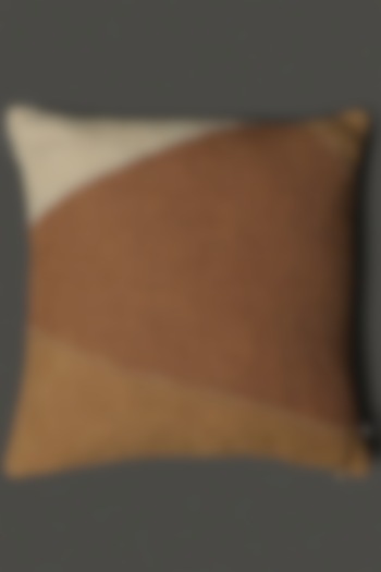 Ash Brown Square Cushion With Filler by Ritu Kumar Home