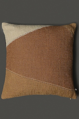 Ash Brown Square Cushion With Filler by Ritu Kumar Home