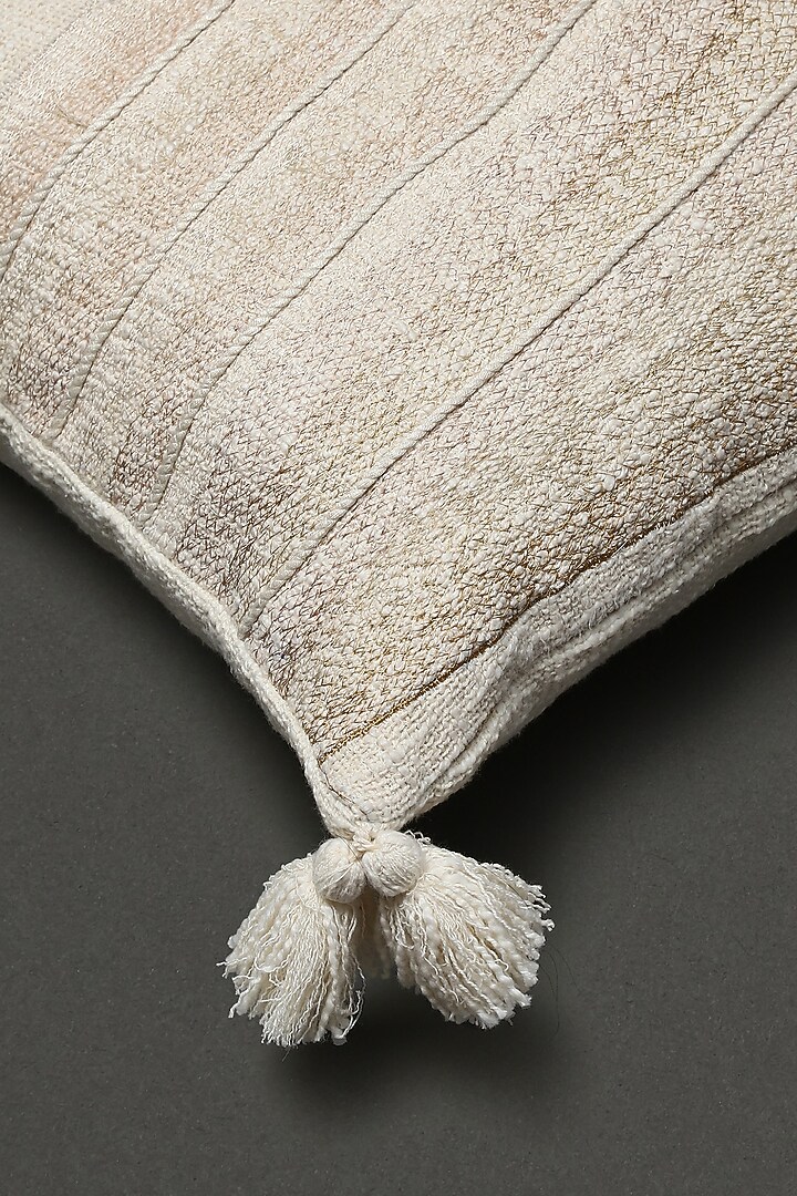 Ivory Embroidered Square Cushion With Filler by Ritu Kumar Home at Pernia's Pop Up Shop