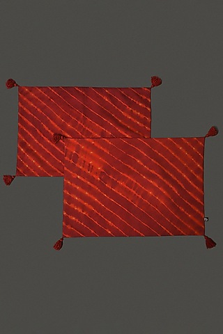 Dark Red Cotton Satin Placement Mats (Set of 2) by Ritu Kumar Home