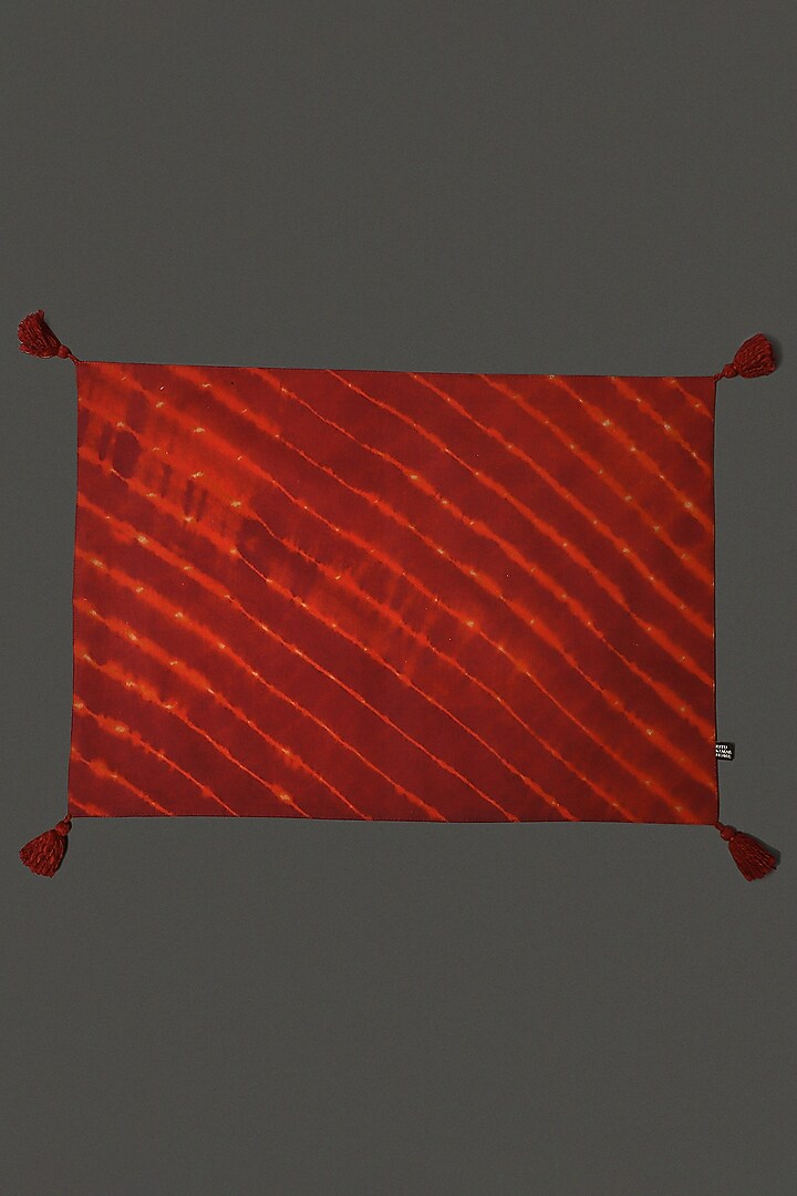 Dark Red Cotton Satin Placement Mats (Set of 2) by Ritu Kumar Home at Pernia's Pop Up Shop