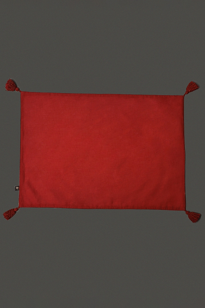 Dark Red Cotton Satin Placement Mats (Set of 2) by Ritu Kumar Home at Pernia's Pop Up Shop