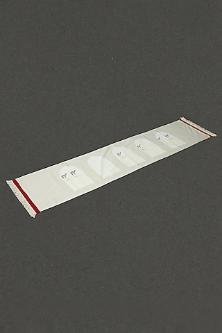 Ivory Printed Table Runner by Ritu Kumar Home