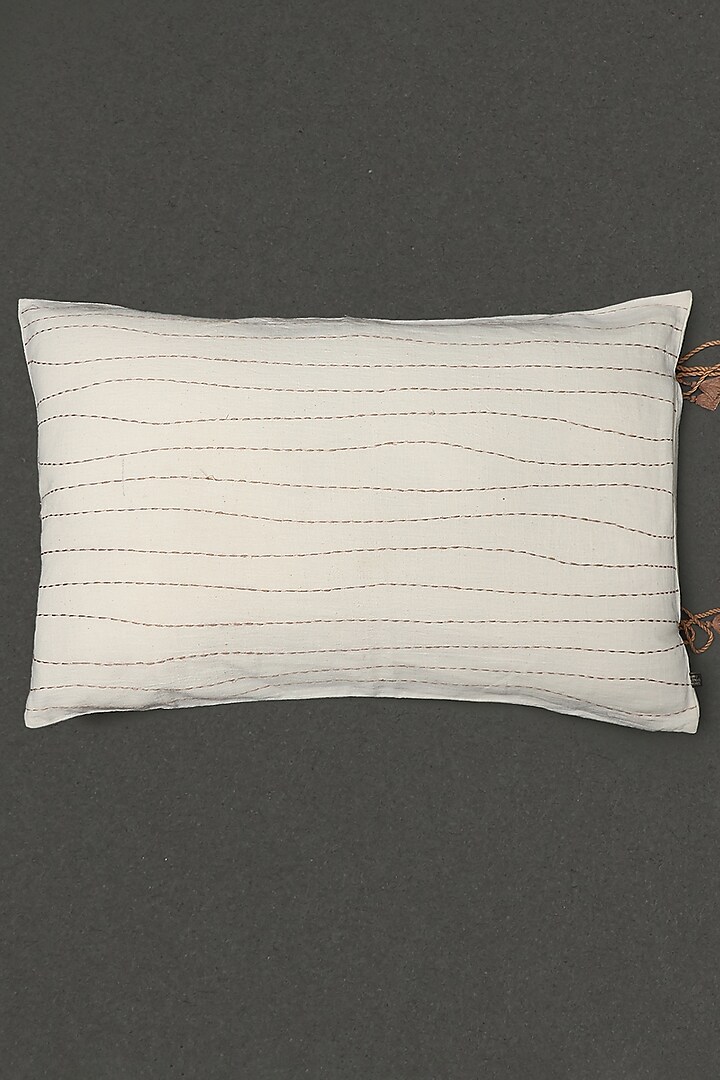 Ivory Embroidered Pillow Sham With Filler by Ritu Kumar Home at Pernia's Pop Up Shop