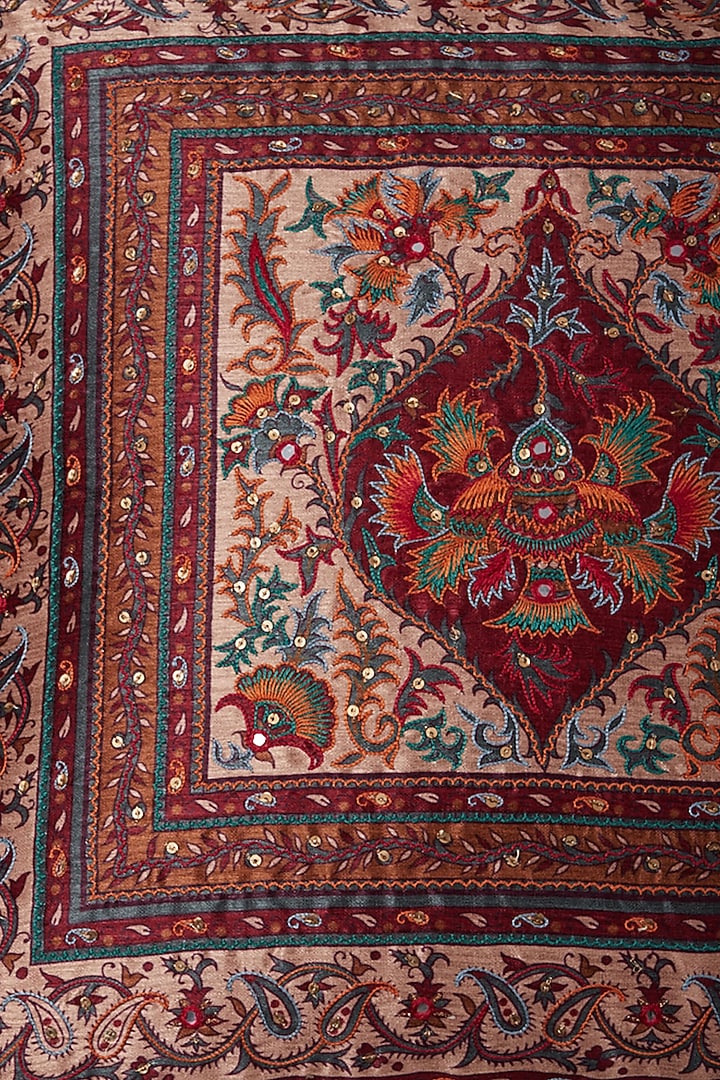 Beige & Maroon Saadh Cushion With A Filler by Ritu Kumar Home at Pernia's Pop Up Shop