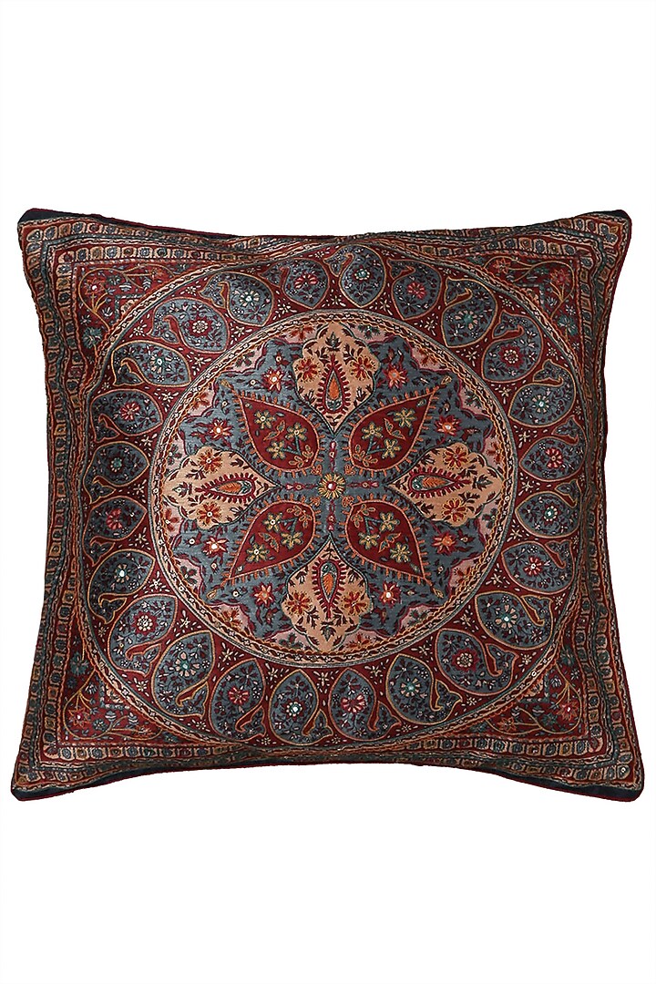 Blue Saadh Cushion With A Filler by Ritu Kumar Home at Pernia's Pop Up Shop