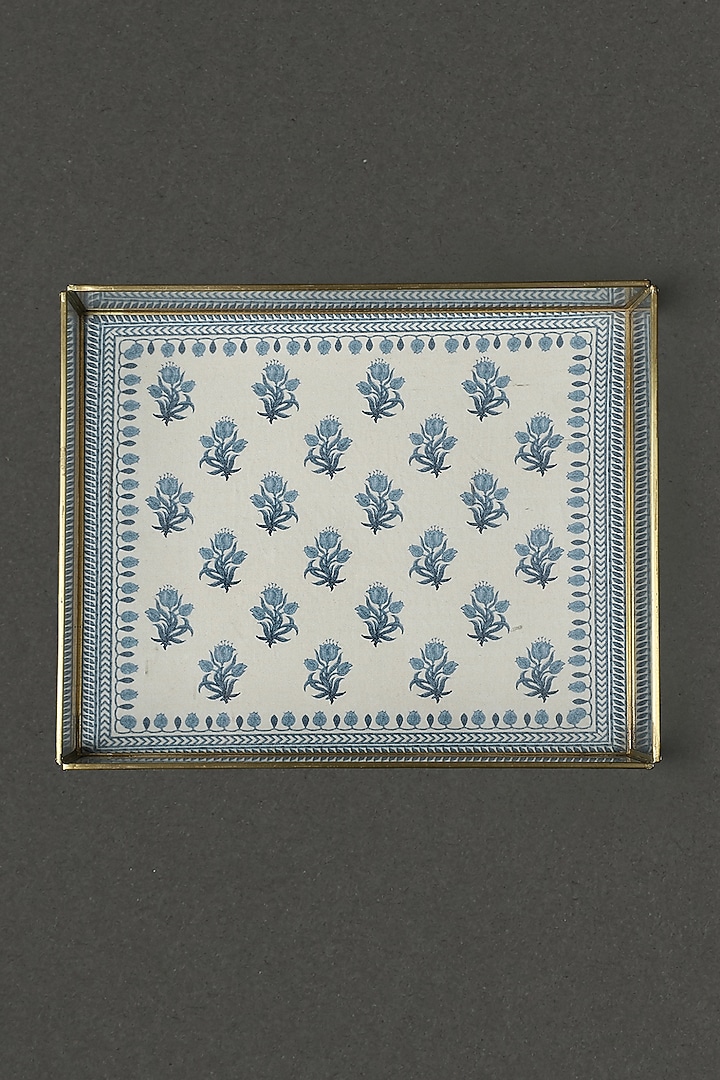 Blue Self-Design Tray by Ritu Kumar Home at Pernia's Pop Up Shop
