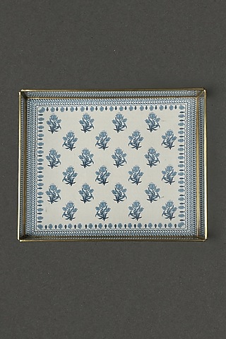 Blue Self-Design Tray by Ritu Kumar Home