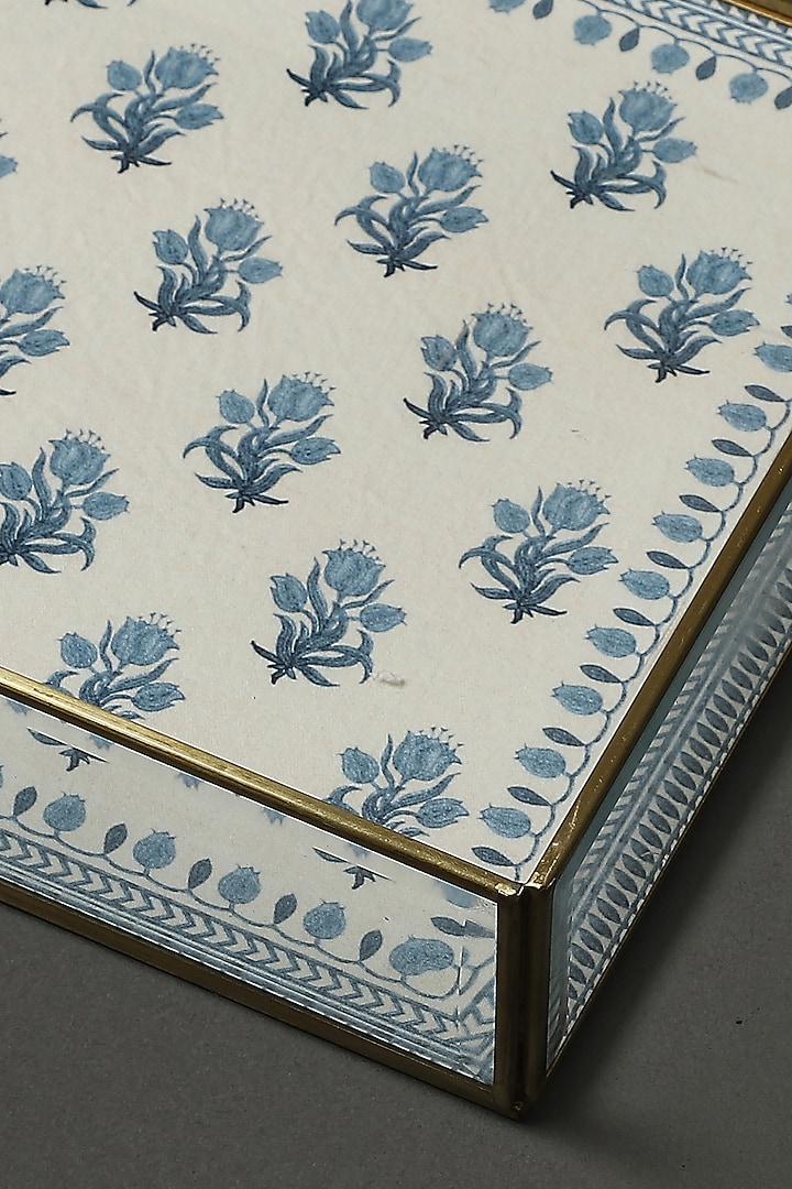 Blue Self-Design Tray by Ritu Kumar Home at Pernia's Pop Up Shop