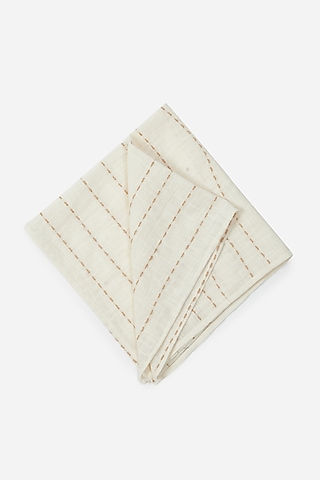 Ivory Embroidered Napkins (Set of 4) by Ritu Kumar Home
