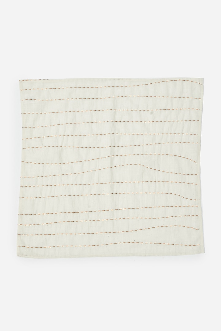 Ivory Embroidered Napkins (Set of 4) by Ritu Kumar Home at Pernia's Pop Up Shop