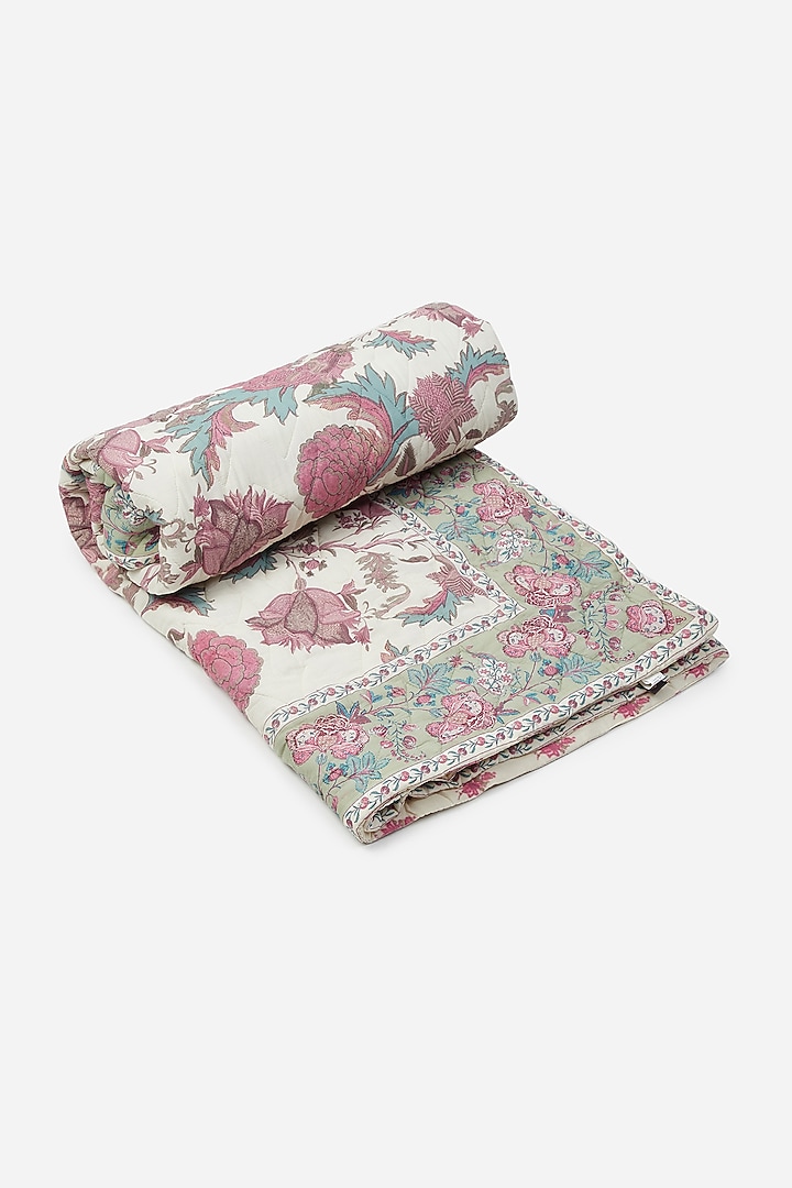 Beige Printed Quilt by Ritu Kumar Home at Pernia's Pop Up Shop