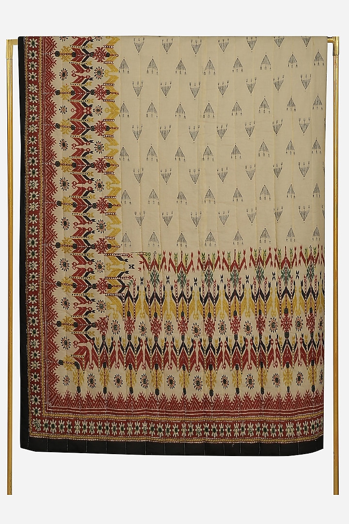 Beige Printed Badhuria Double Bed Quilt by Ritu Kumar Home at Pernia's Pop Up Shop