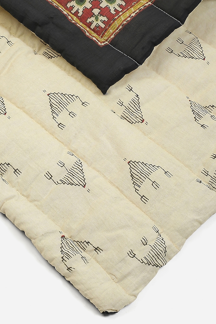 Beige Printed Badhuria Double Bed Quilt by Ritu Kumar Home at Pernia's Pop Up Shop