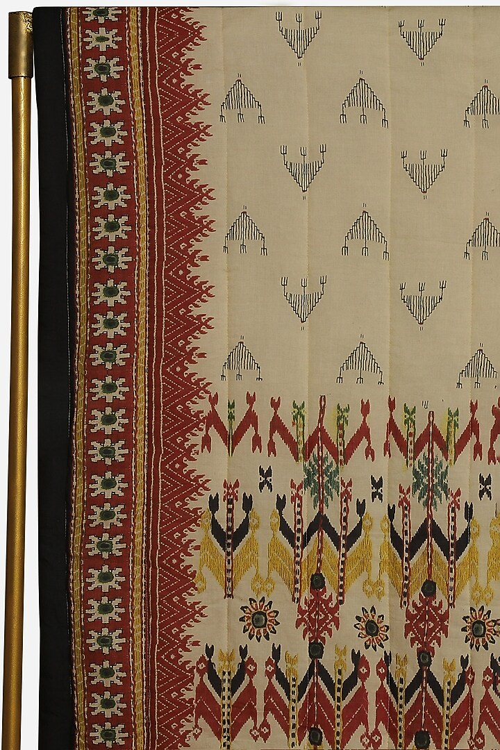Beige Printed Badhuria Single Bed Quilt by Ritu Kumar Home at Pernia's Pop Up Shop