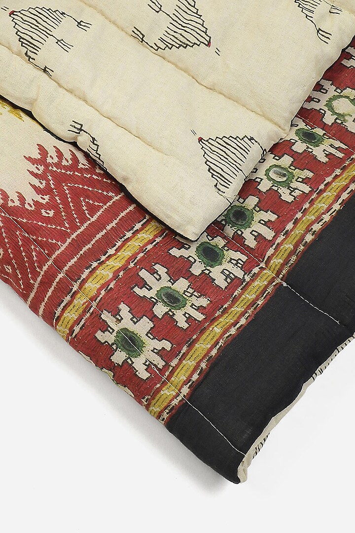 Beige Printed Badhuria Single Bed Quilt by Ritu Kumar Home at Pernia's Pop Up Shop