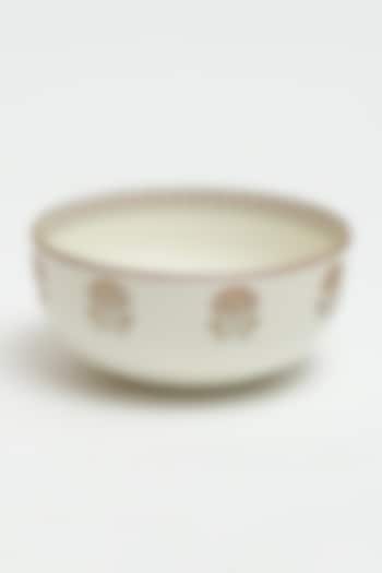 Beige Kashmiri Booti Serving Bowl by Ritu Kumar Home at Pernia's Pop Up Shop