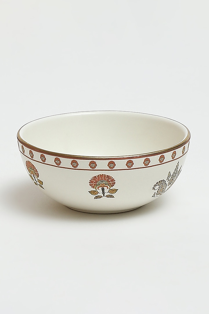 Beige Kashmiri Booti Veg Bowl (Set Of 2) by Ritu Kumar Home at Pernia's Pop Up Shop