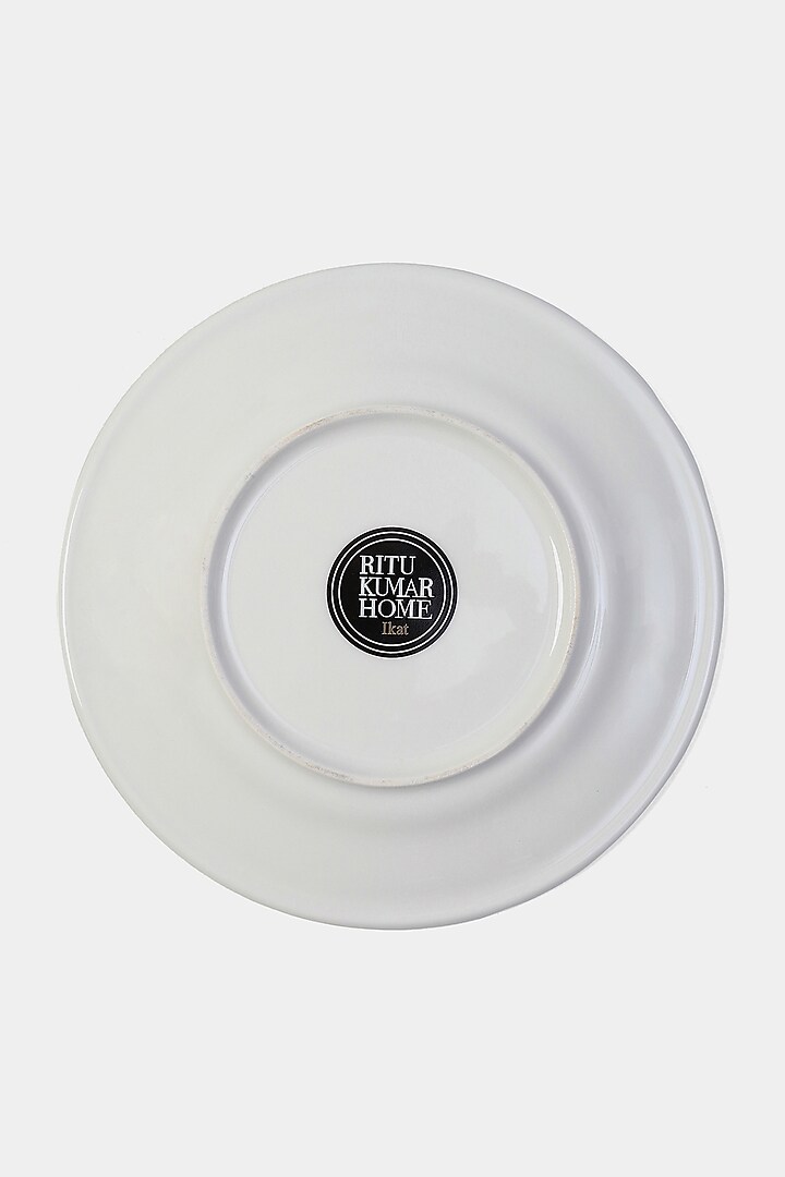 Blue Porcelain Ikkat Dinner Plates (Set of 2 ) by Ritu Kumar Home at Pernia's Pop Up Shop