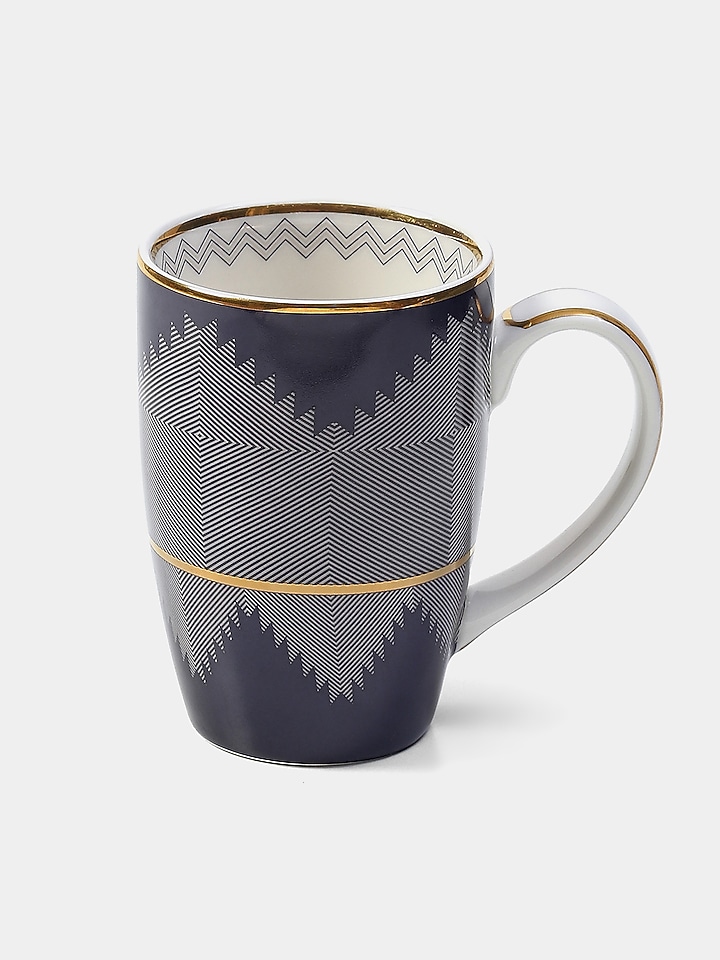 Blue Porcelain Ikkat Mugs (Set of 2) by Ritu Kumar Home at Pernia's Pop Up Shop
