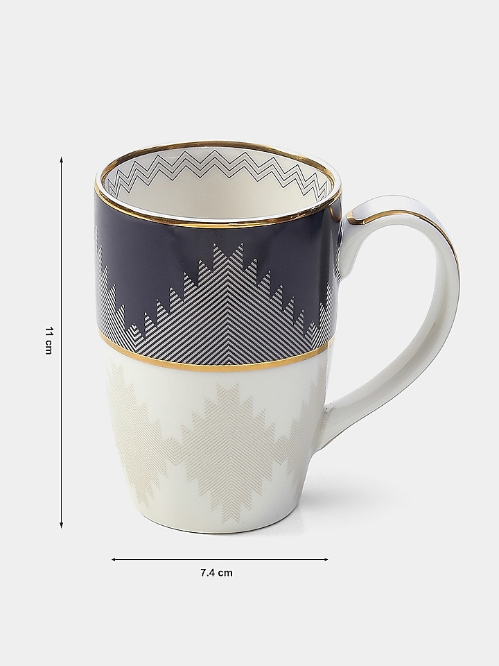 Blue Porcelain Ikkat Mugs (Set of 2) by Ritu Kumar Home at Pernia's Pop Up Shop