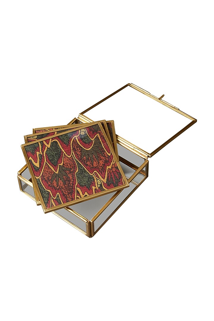 Green Baagh Print Coasters (Set of 6) by Ritu Kumar Home at Pernia's Pop Up Shop