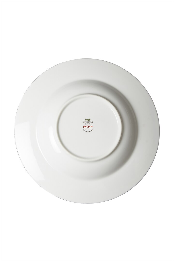 White & Orange Baagh Pasta Plate by Ritu Kumar Home at Pernia's Pop Up Shop
